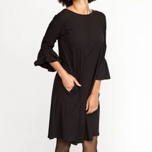 Black dress ruffle sleeve